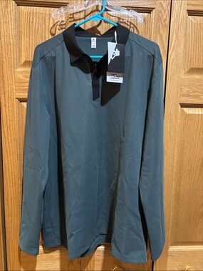 Long-Sleeve Polo with Contrast Collar - Dark Teal by